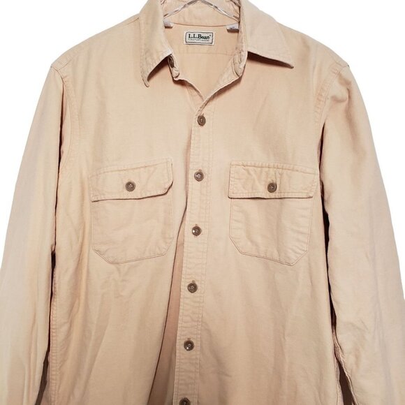 LL Bean Outdoor Shirt Camping 100% Cotton Yellow Button Front Mens 16 - Picture 2 of 7